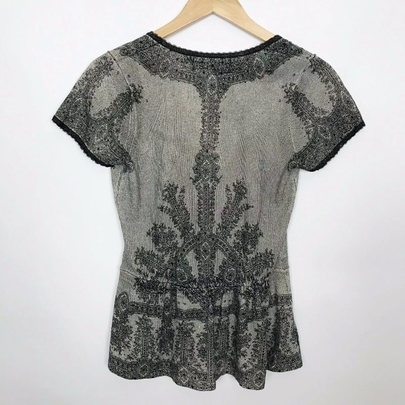 Guinevere Anthro Lace Print Cardigan Sweater Small - Picture 2 of 8